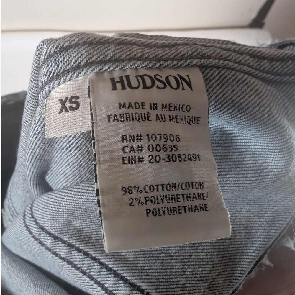 Hudson Jeans Womens Cropped Denim Jacket Medium Wash Frayed Hem Blue XS - Picture 8 of 9